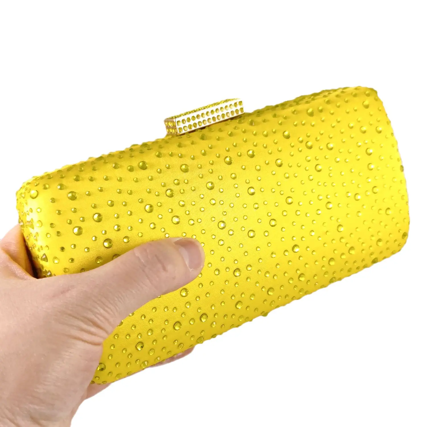 Boutique De FGG Women Yellow Crystal Evening Bags Wedding Party Rhinestone Purses and Handbags Bridal Box Clutch Bag