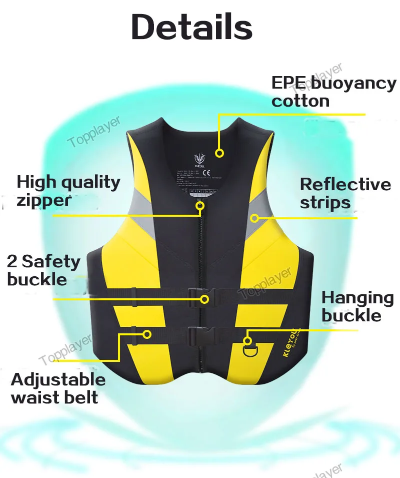 พรีเมี่ยมเสื้อชูชีพสําหรับผู้ใหญ่ Neoprene เสื้อชูชีพ Surf Raft Kayak ตกปลา Jet Ski น้ํากีฬาว่ายน้ํา Super Buoyancy เสื้อชูชีพ