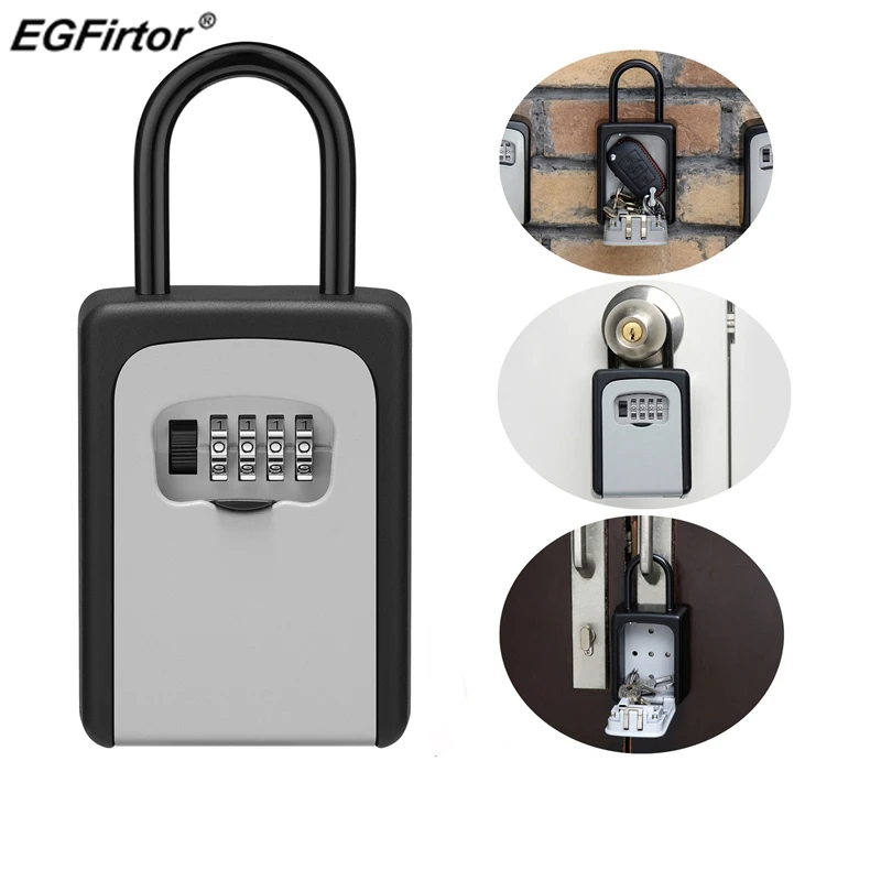 Password Padlock Key Storage Box Smart Outdoor Key Safe Lock Box Key Code Box Key Storage Lock Box Wall Mounted Password Lock