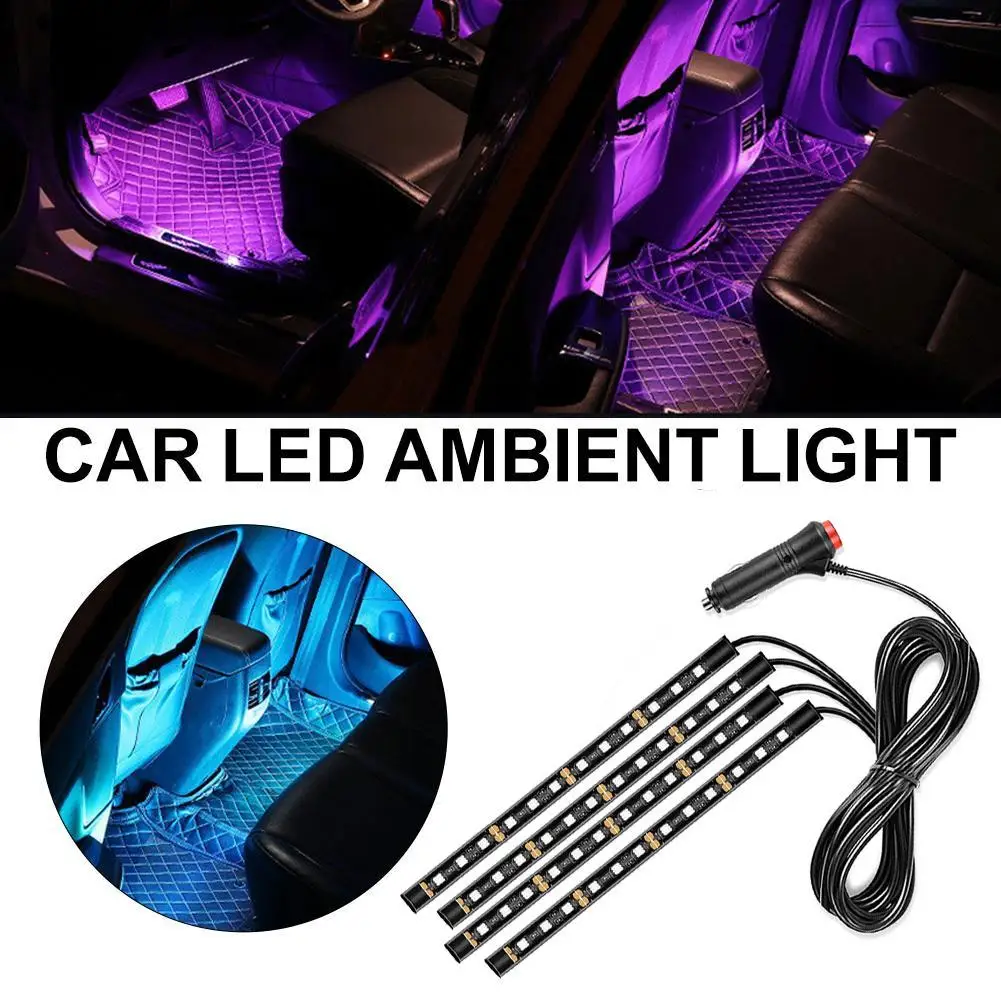 

12LED Car Interior Ambient Foot Strip Light Kit Backlight Auto 5V/12V Atmosphere Neon USB Vehicle Lamp Accessories Decorati R1S7