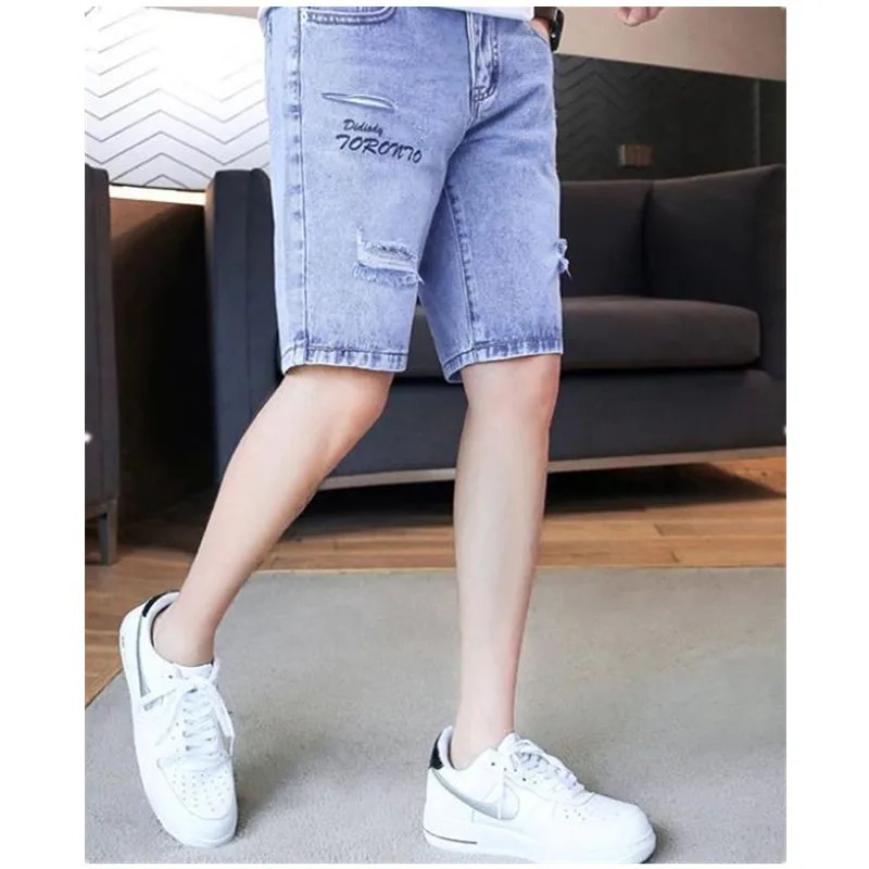 New Men’s Denim Shorts Summer Thin Shorts for Men Fashion Korean Version Casual Torn Pants 5 Crops Outwear  반바지 Ropa Hombre