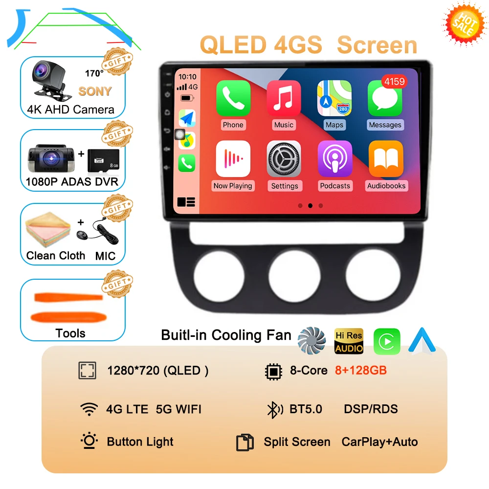 Android 16 Carplay Auto voor Volkswagen Jetta 5 2005 2006 2007 2008 2009 2010 autoradio GPS multimediaspeler 4G head unit stereo