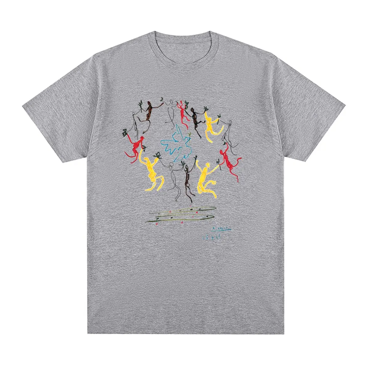 

Винтажная футболка Пикассо с граффити Harajuku Street, хлопковая мужская футболка в стиле хип-хоп, новая футболка, женские топы, футболка большого размера