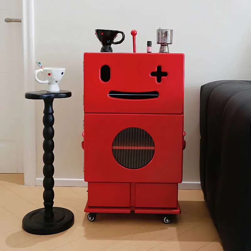 Cartoon creative robot bedside table dopamine storage cabinet art