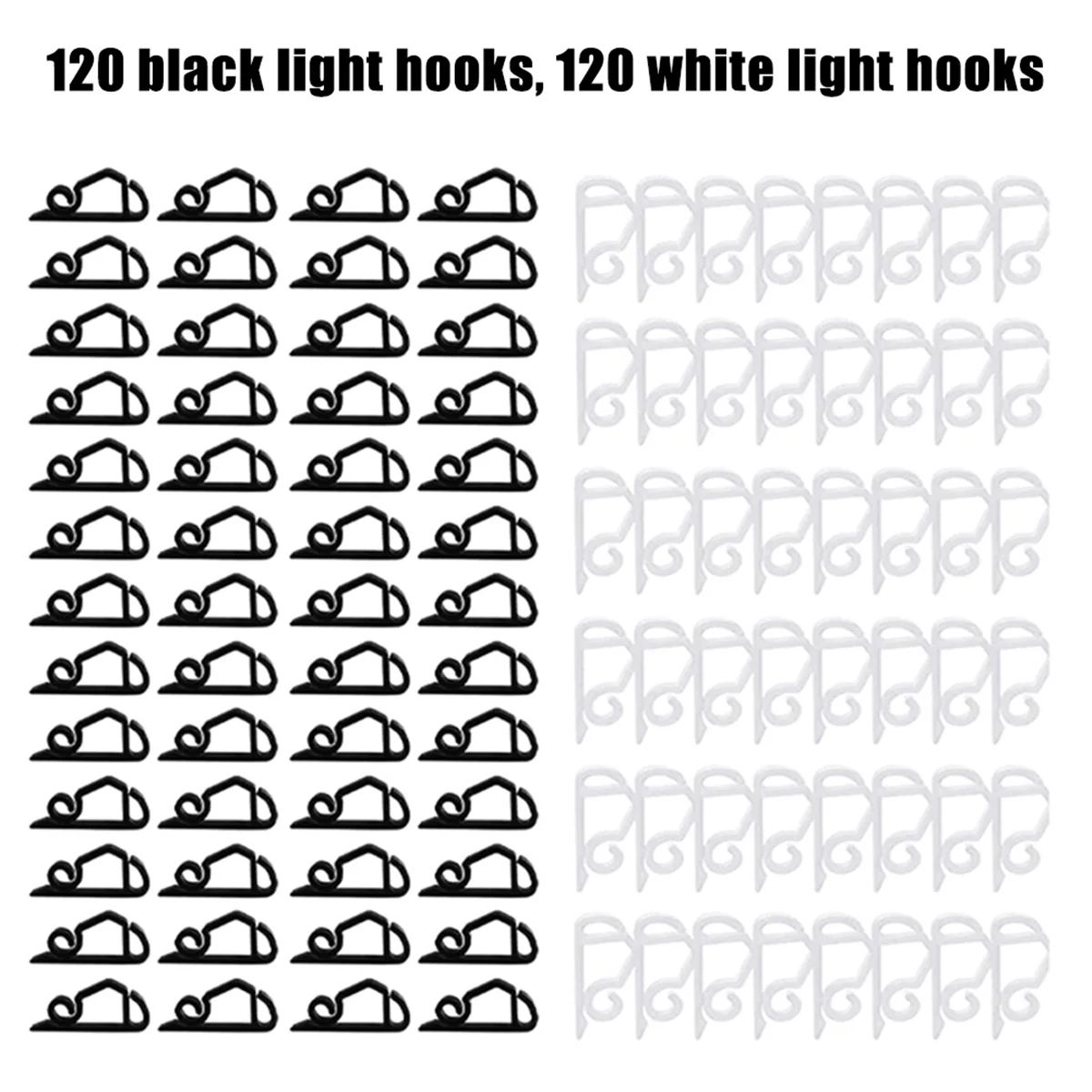 240PCS Christmas Gutter Light Clips Hooks for Hanging Outdoor String Lights for Outside Rope Lights Black White