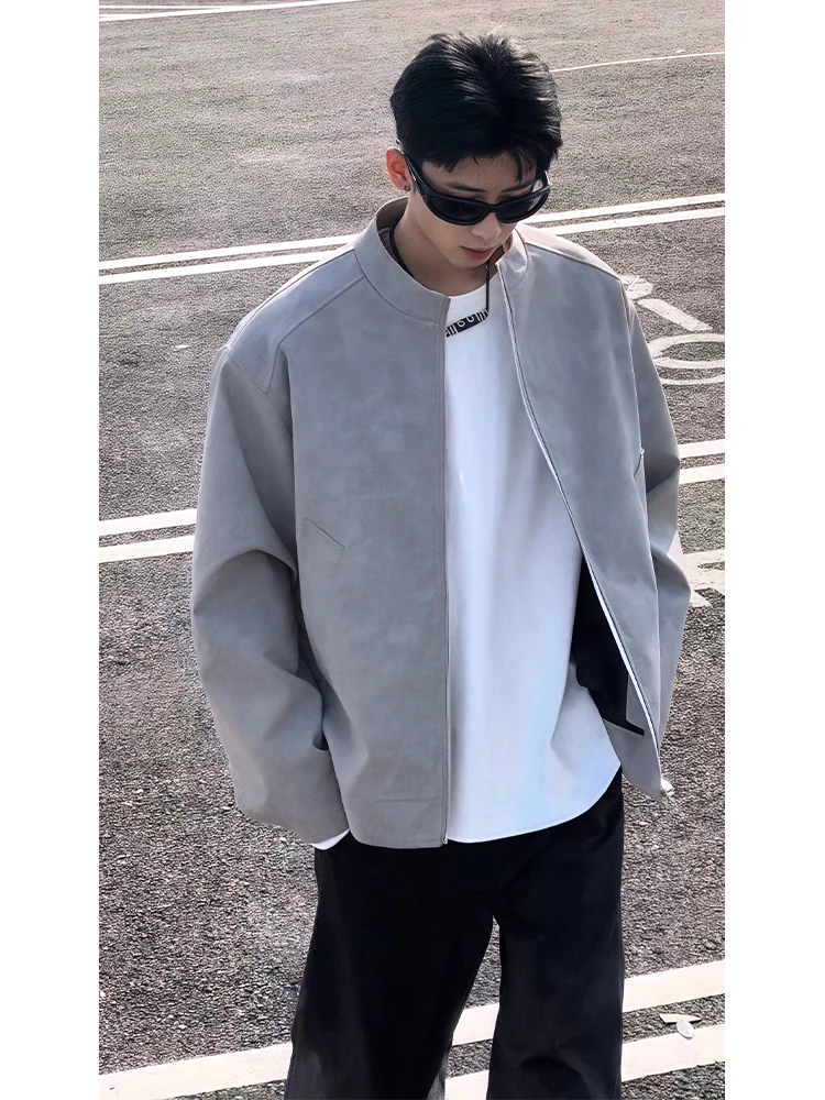 

Matte Dyed ort Leather Jaet Men's Sle Spring Stand Collar Cleanfit American Pilot Jaet Baseball orm