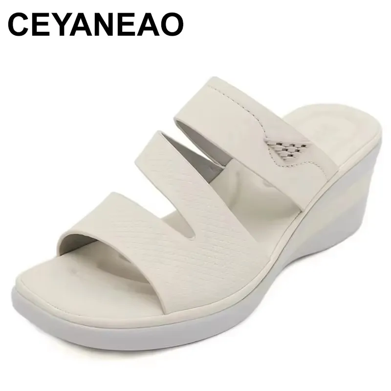 

2025 New Women's Slippers Ladies Casual High Heels Wedges Sandals Fashion Open Toe Rome Summer Shoes For Women