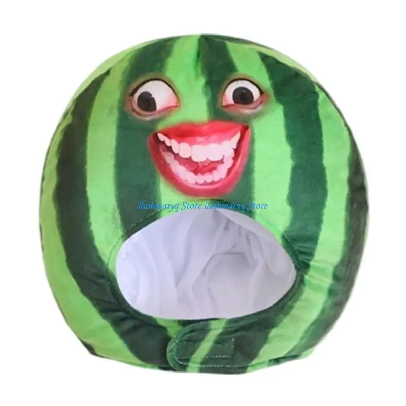 573B Soft PP Cotton Watermelon Hat Plush Design Comfortable Headgear Hat For Adult Cosplay Parties Costume Props Headcover