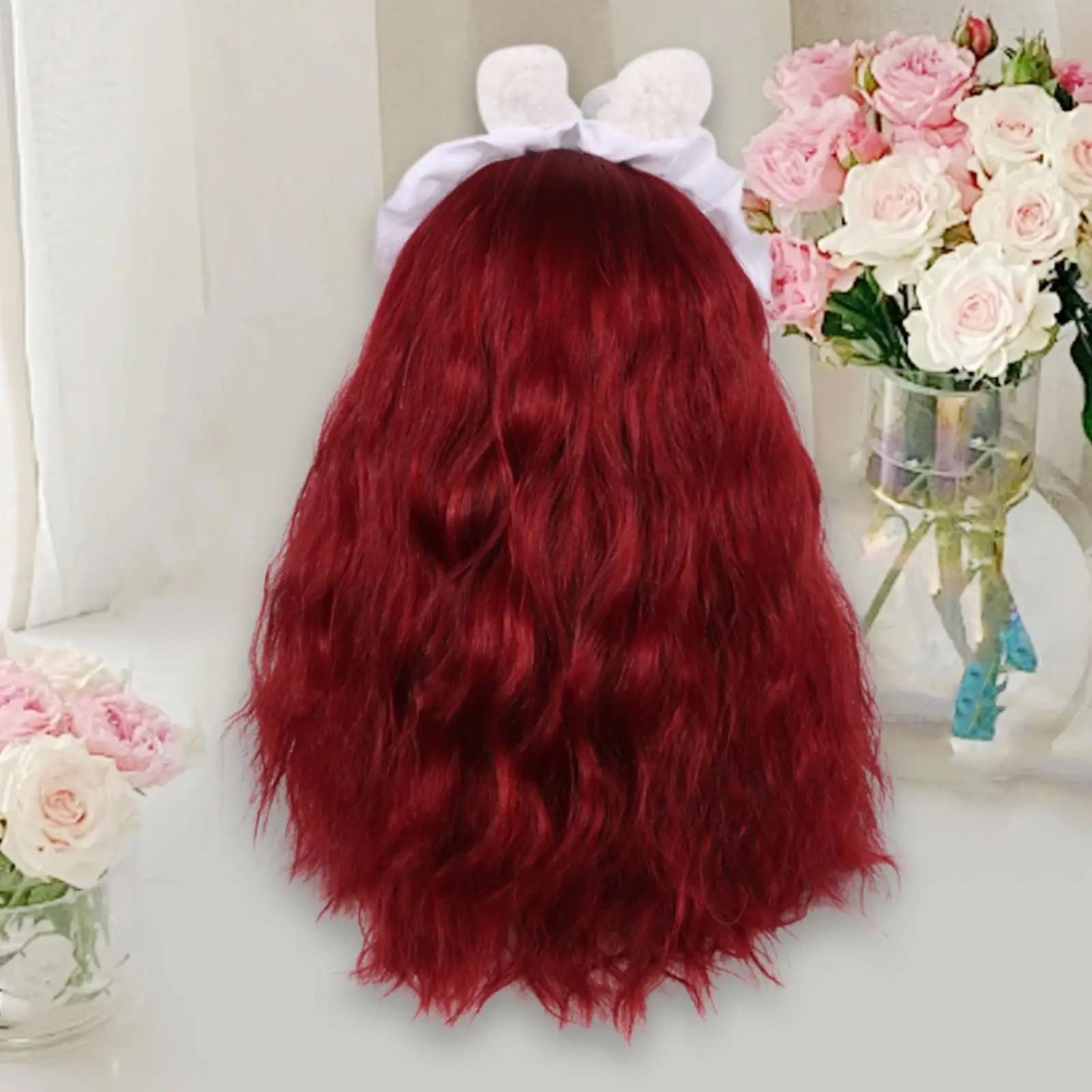 

20cm Cotton Doll Wig Heat Resistance Fiber Sturdy for Doll Decoration Soft Fashion for 33-36cm Head Handmade Curly Hair DIY