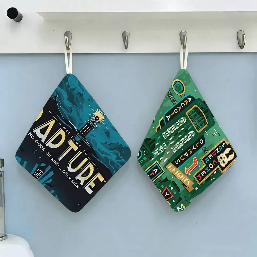 Serviette de cuisine rétro en polyester et coton B-Bioshock R-Rapture, anti-rétrécissement, pour le nettoyage domestique