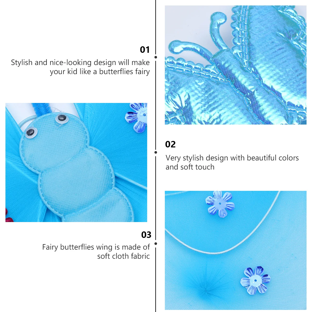 3-delige dubbellaagse vlindervleugels set hoofdband toverstaf kinderen fee aankleden verjaardag cosplay fee vleugels voor meisjes