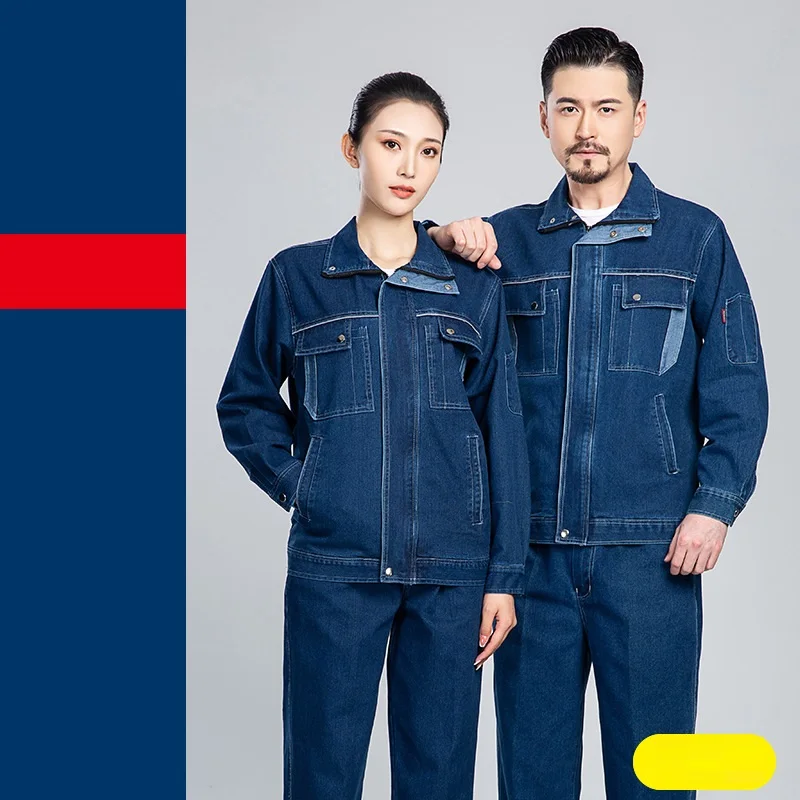 Denim Hàn Phù Hợp Với Bền Dày Làm Việc Quần Yếm Điện Máy Xưởng Đồng Phục Porter Thợ Mỏ Làm Quần Áo Plus Kích Thước 4XL