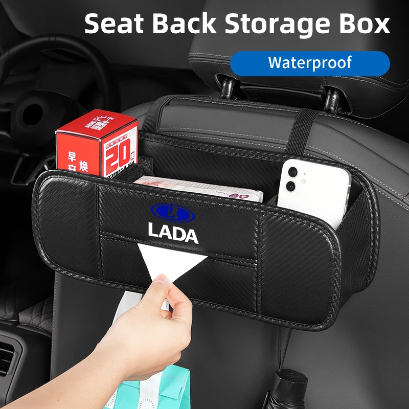 Waterproof Car Seat Back Tissue Storage Box Interior Accessories For Lada Niva Vesta Samara Kalina Largus Priora Xray Granta