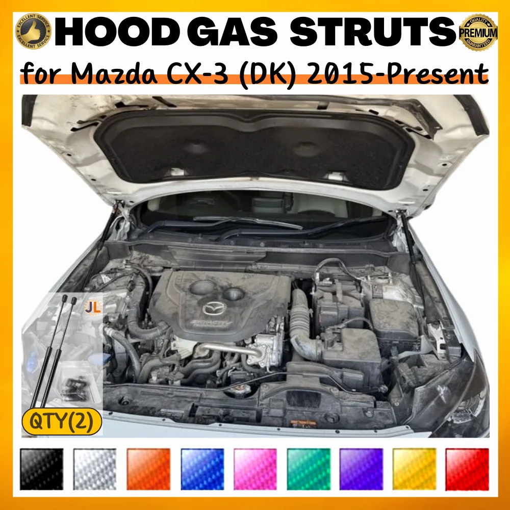

Qty(2) Hood Struts for Mazda CX-3 (DK) 2015-Present Front Bonnet Modify Gas Springs Shock Absorber Lift Supports Dampers