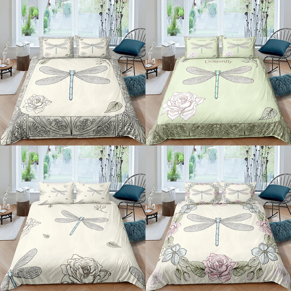 

Home Textiles Luxury 3D Butterfly Duvet Cover Set Pillowcase Kids Flower Bedding Set AU/EU/UK/US Queen and King Size Bedding