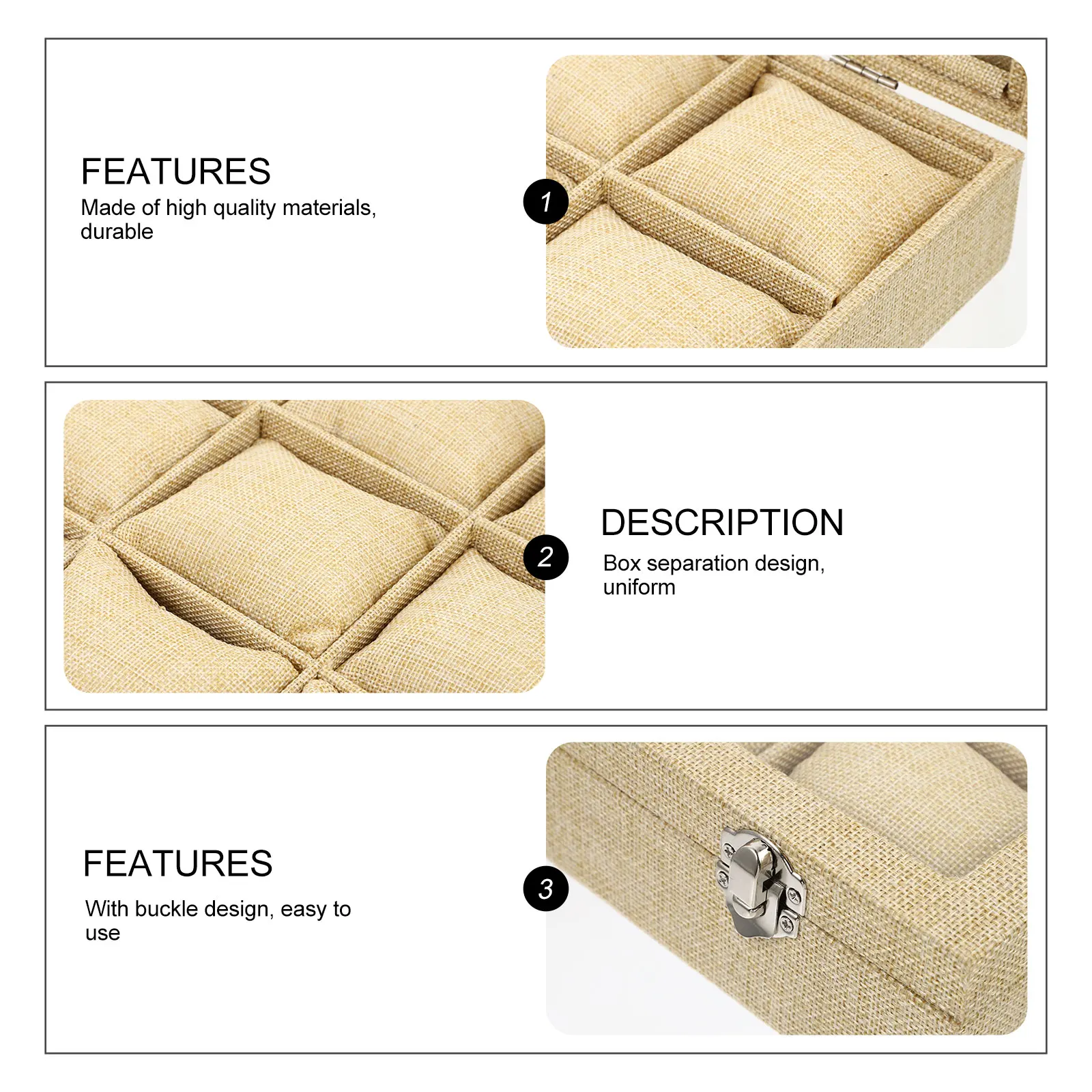 

12 Slots Watch Storage Box with Jute Pillow Elegant Durable Organizer for Display and Storage Use Jute Watch Organizer