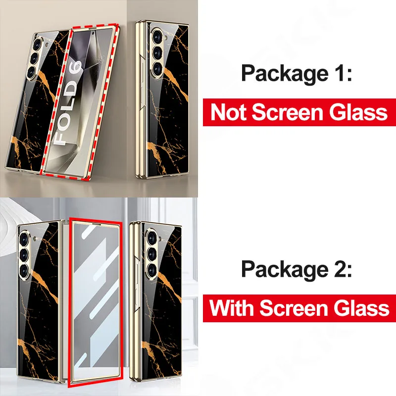 GKK Painted Tempered Glass Case For Samsung Galaxy Z Fold 6 Luxury Plating Shockproof Hard Frame Cover For Galaxy Z Fold 5 Case