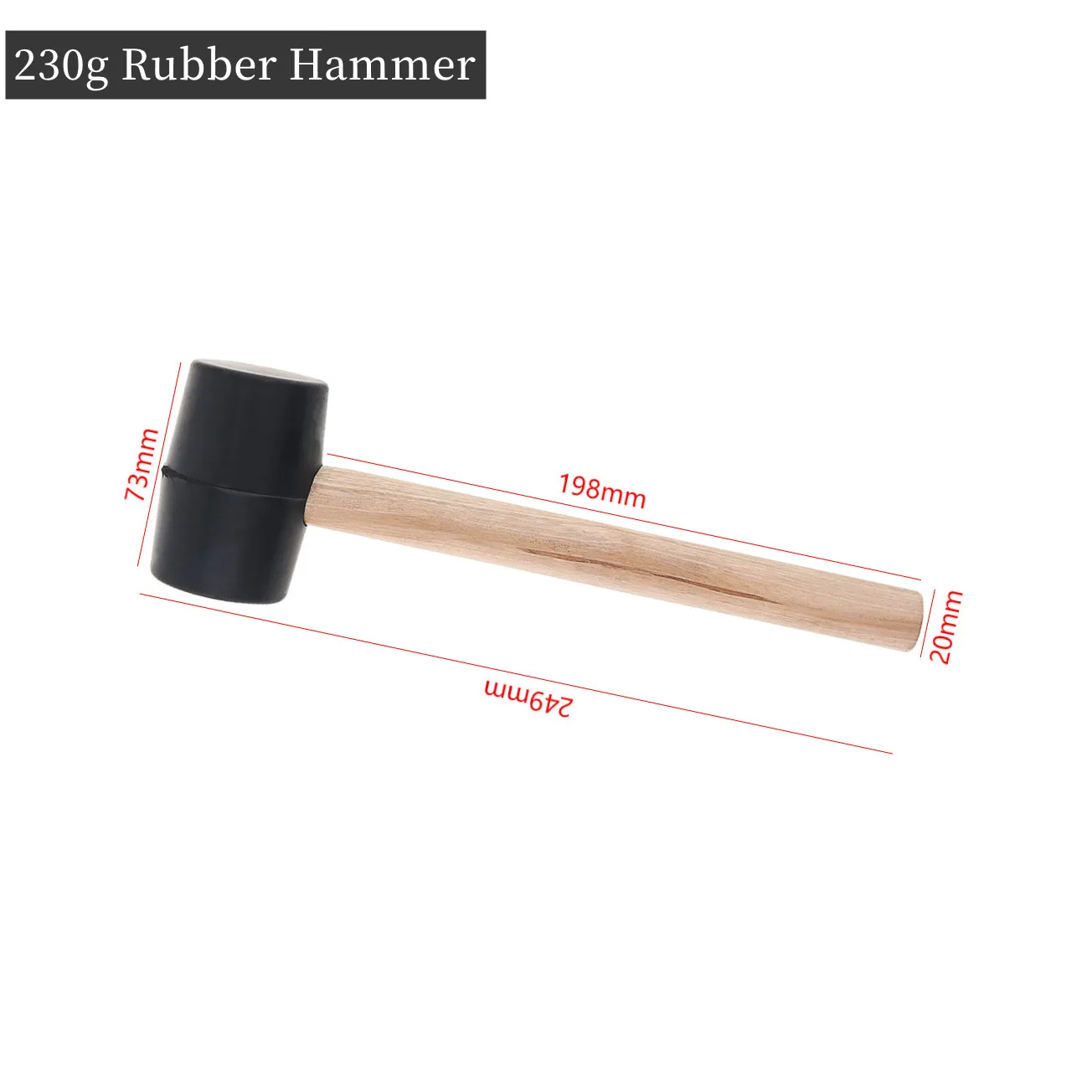 American Style Round Wooden Handle Rubber Hammer 230g / 320g Solid Wood Handle Floor Tile Installation Mallet Hand Tool