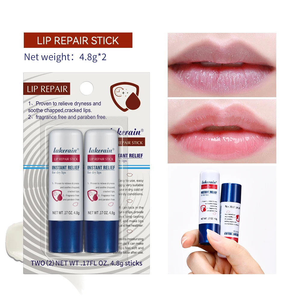 Anti-Cracking Lip Balm Natural Long Lasting Moisturizing ลิปสติก Base Lip Repair Stick บํารุงริมฝีปาก Skin Care 4.8g 2 pcs