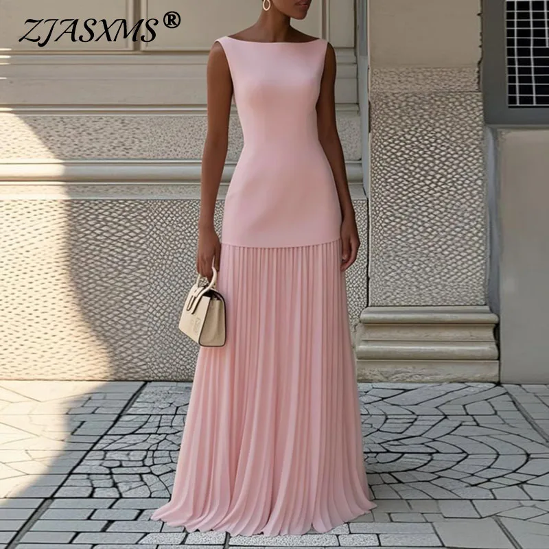 

Women Elegant Solid Pleated Skirt Sets Woman 2 Piece Outfit Sexy Slash Neck Sleeveless Tank Top Outfits Summer Hollow Slim Suits