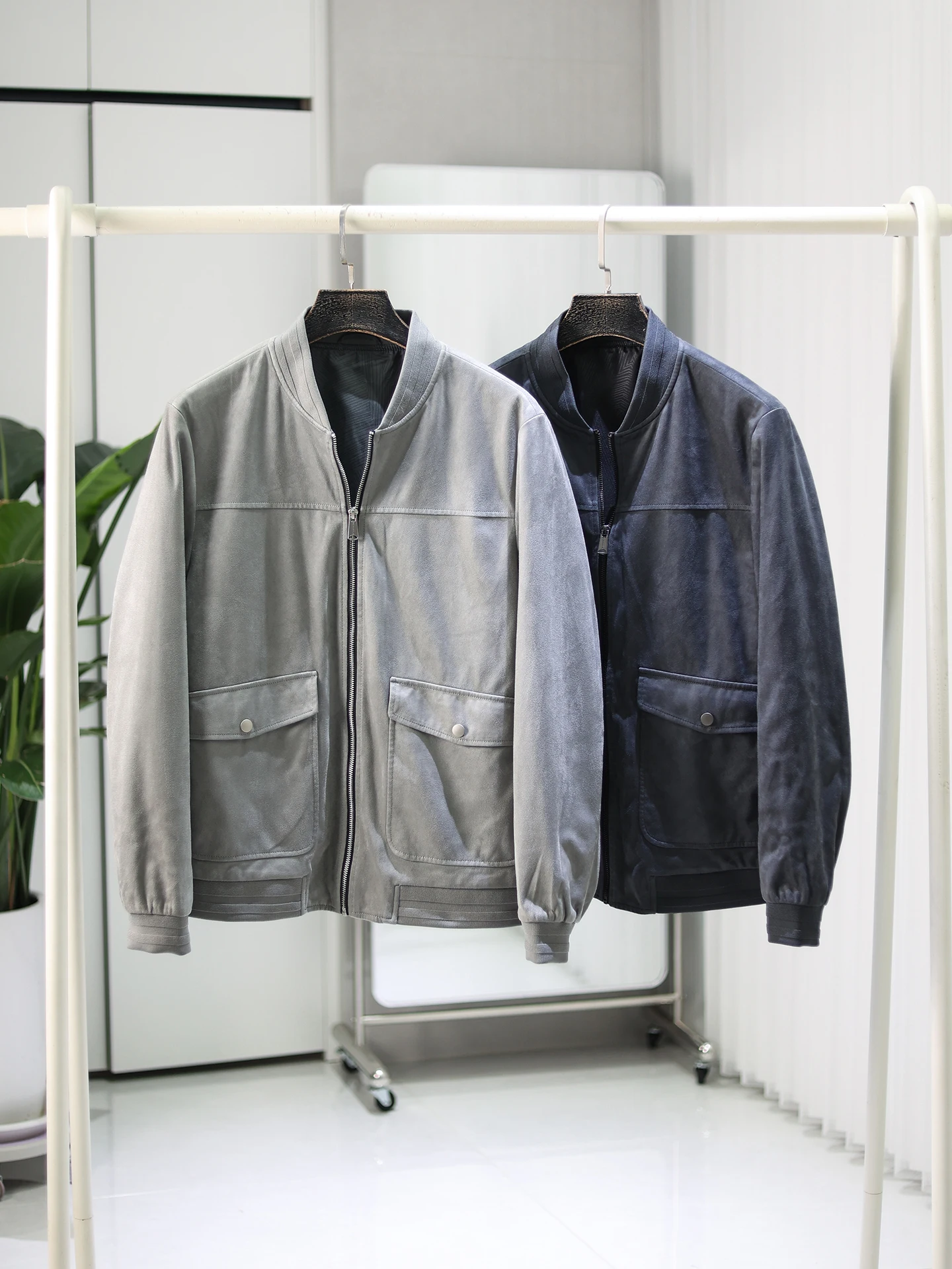 

Retro Suede like Jaet Men's Baseball Collar Casual Commute Outerwear Soft And Smooth Pure Color Autumn Leisure Coat