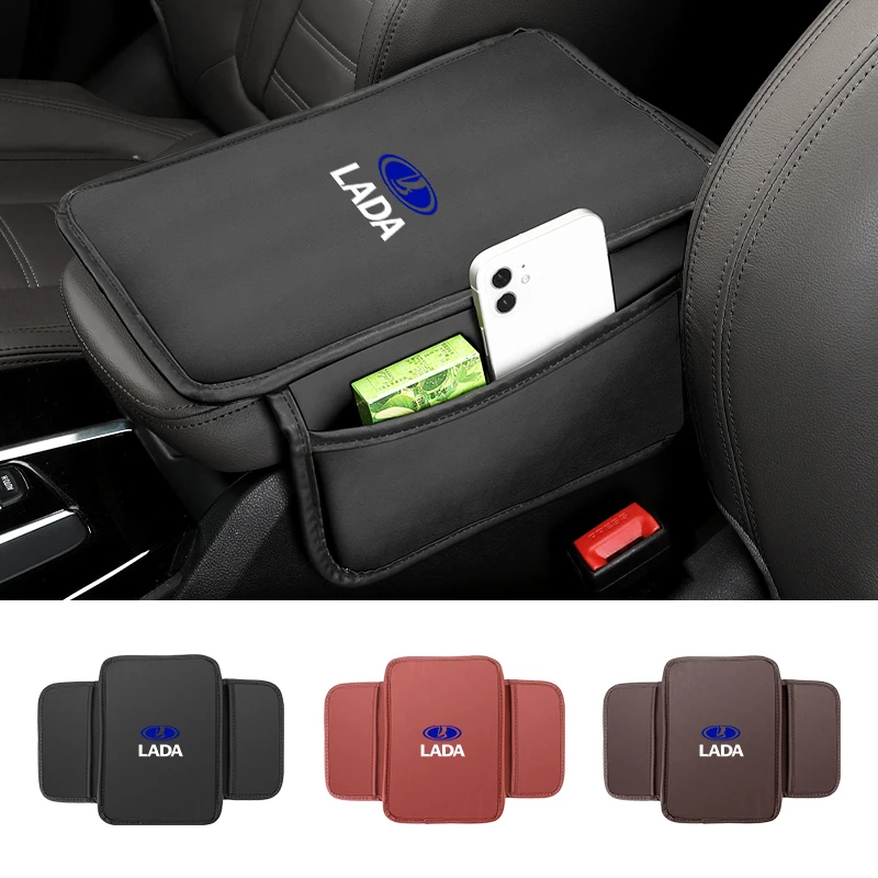 Car Armrest Mat Center Console Leather Protection Cushion For Lada Samara 2109 Largus Priora Xray Cross 2112 2114 Granta Vesta