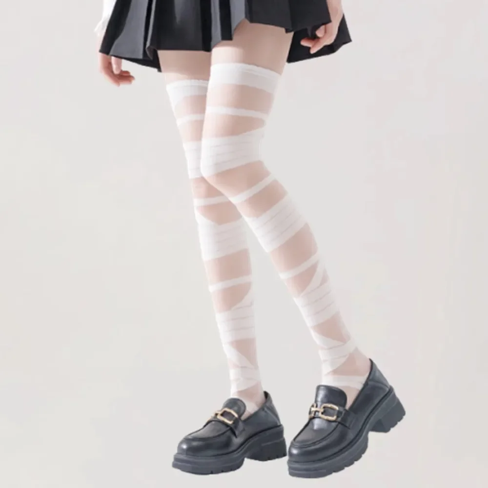 لوليتا الفتاة جوارب الركبة عالية ، جوارب الركبة عالية ، طويلة ، شفافة ، رقيقة جدا ، النمط الياباني ، Y2k ، الفخذ العليا ، المرأة