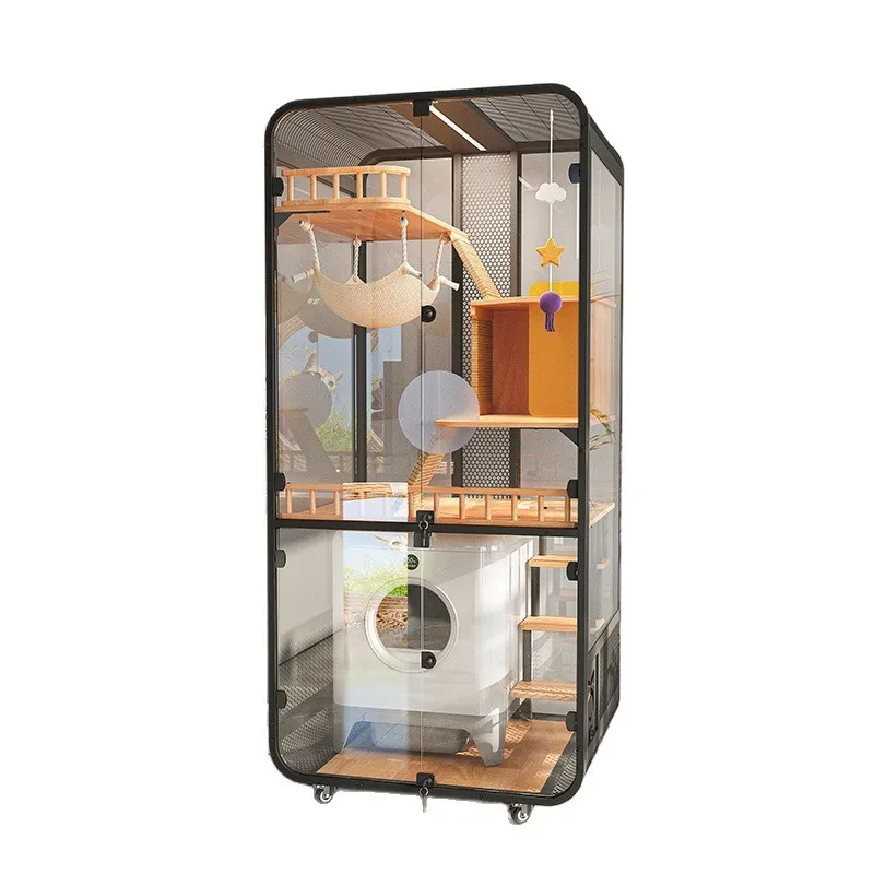 Pet cabinet Solid wood large cat cage Cat room Cat litter box can be placed