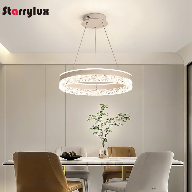 Modern Minimalist Chandelier, Luxury Round LED Bedroom Light