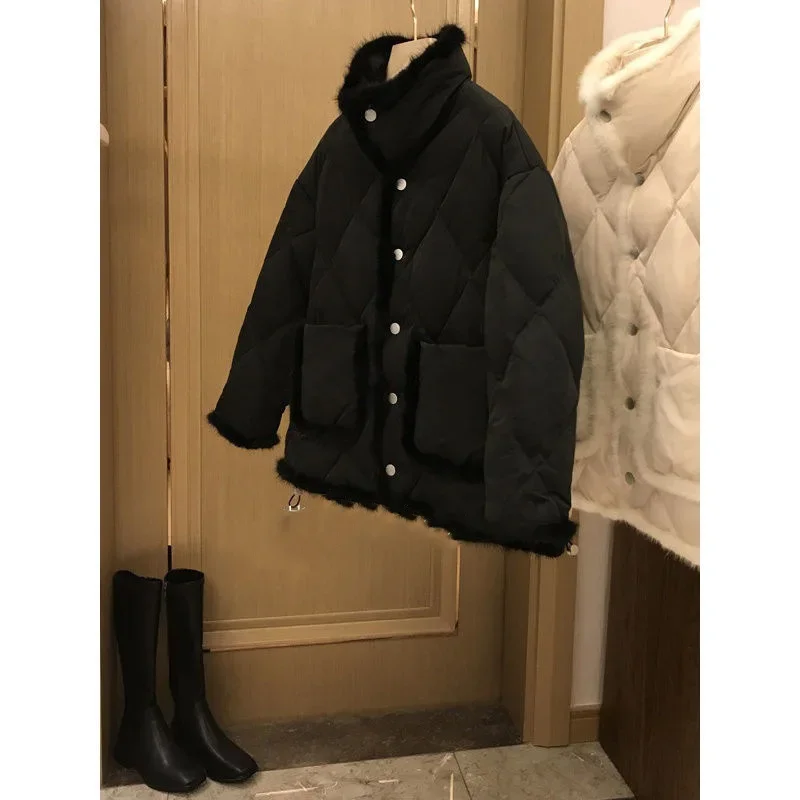 

Winter Warm Lightweight Fashionable Short Cotton Jacket Women's Small Size Solid Color Thickened Coat Outerwear