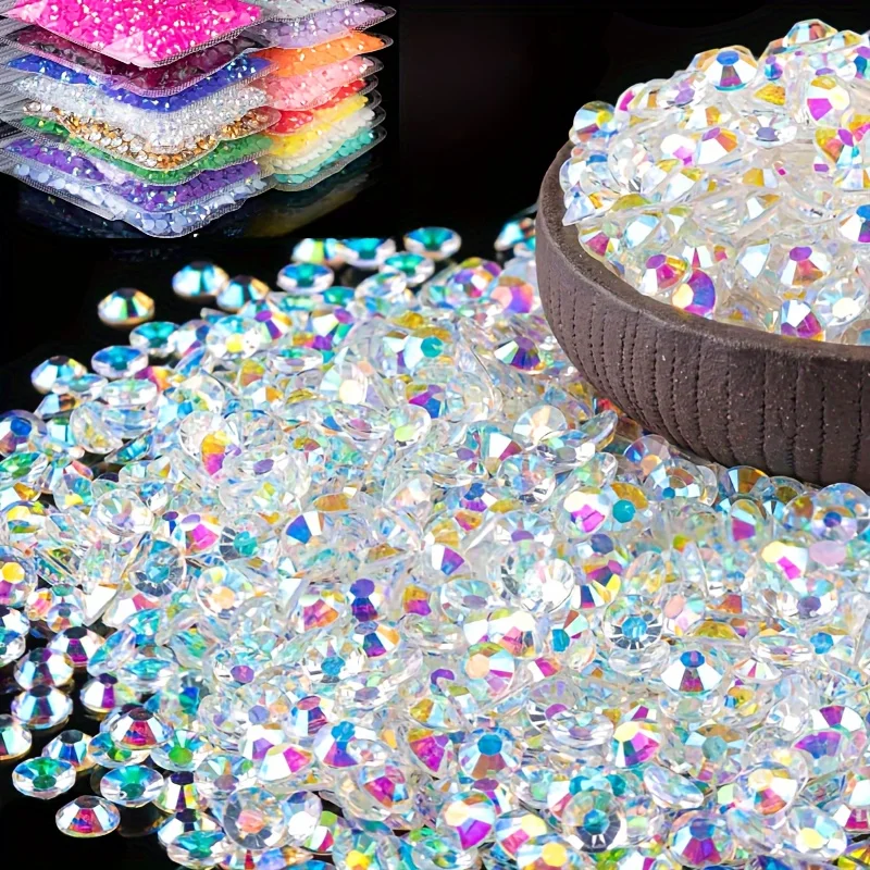 4mm Pure White AB Color Resin Flatback Rhinestone 4200pcs Flatback Jelly Resin Rhinestones for Mugs, Tumblers, Craft Decoration