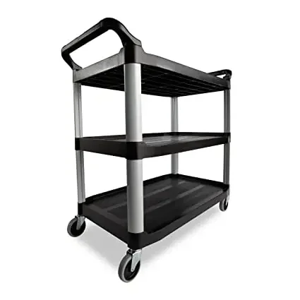 Three Tier Restaurant Service Cart Heavy Duty 3-Shelf Rolling Service/Utility/Push Cart 300 lbs Foodservice/Restaurant/Hotel