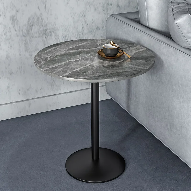 Modern Simple Coffee Table Marble Top Balcon Small Round Metal Frame Legs Coffee Cabinet Living Room Floor Mesa House Furniture