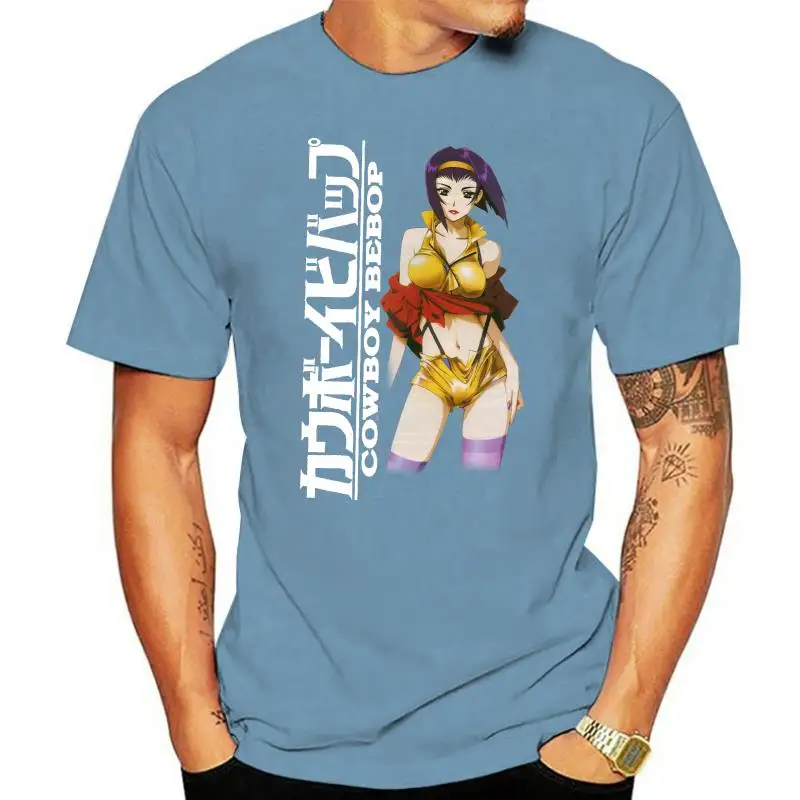 เสื้อยืดแฟชั่น2023สั้นพิมพ์ลายคาวบอย Bebop โลโก้ Faye Valentine Black T-shirtsummer