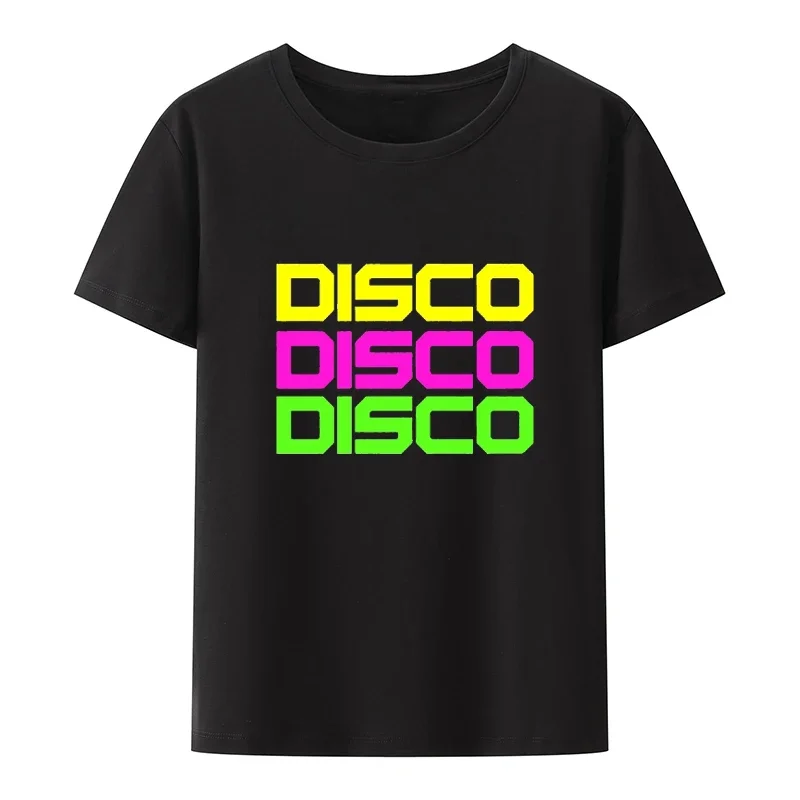 DISCO Mens Neon Fancy Dress 80s 80 90s 90 Costume Comfortable Man Shor Sleeve T-shir T Shirt for Men Clothing Breathable Humor