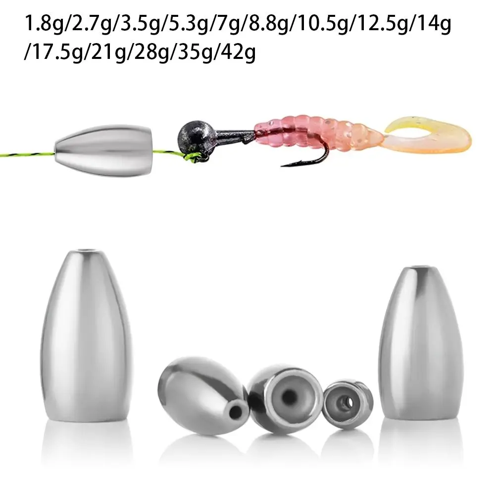 1.8g-42g Bullet Tungsten Sinkers Fishing Tungsten Fall Waist Drum Fishing Weights Sinkers For Bass Fishing Tackle Accessories