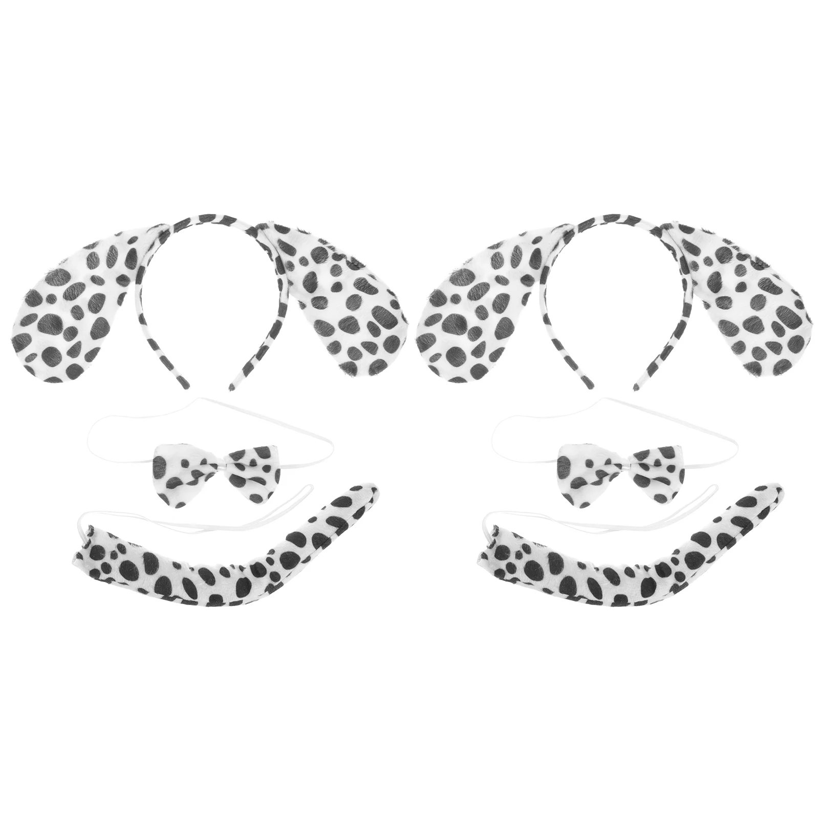 2 Sets Dalmatians Headband Party Clothes Face Mask Halloween Performance Costume Plastic Dog Cosplay Toddler Adult Costumes