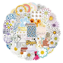 50pcs Aesthetic Daisy Flower Stickers Laptop Pad Phone Case Luggage Guitar Fridge Scrapbooking Graffiti Vinyl Sticker Gift Toy