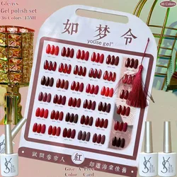 Glenys36pcs color gel 15ml UV nail gel polishing set with color palette needs to soak the bottom and top of the UV LED gel set