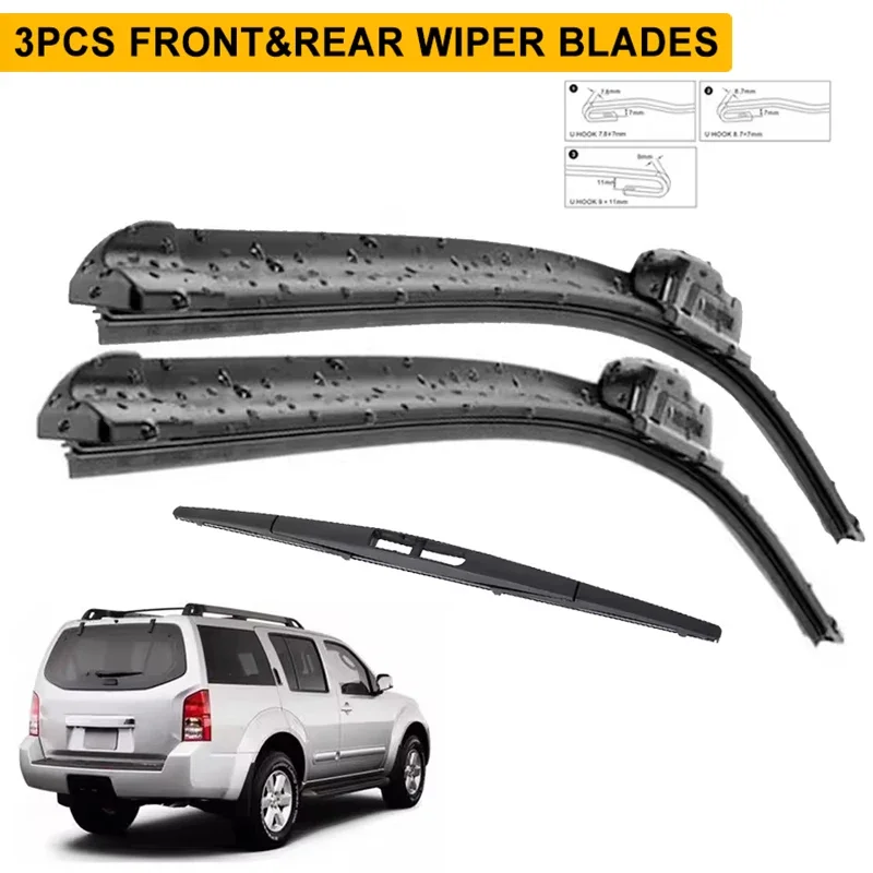 

Wiper Front & Rear Wiper Blades Set For Nissan Pathfinder R51 2005 - 2012 Windshield Windscreen Window 24"+18"+12"
