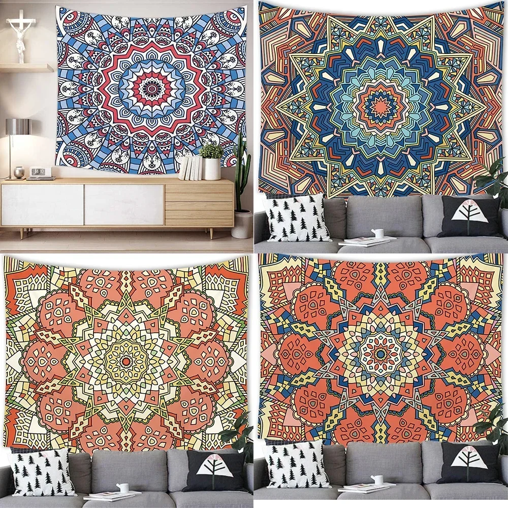 

Customizable Beach Throw Blanket Camping Tent Travel Mattress Sleeping Pad Tapestry Indian Mandala Tapestry Wall Hanging