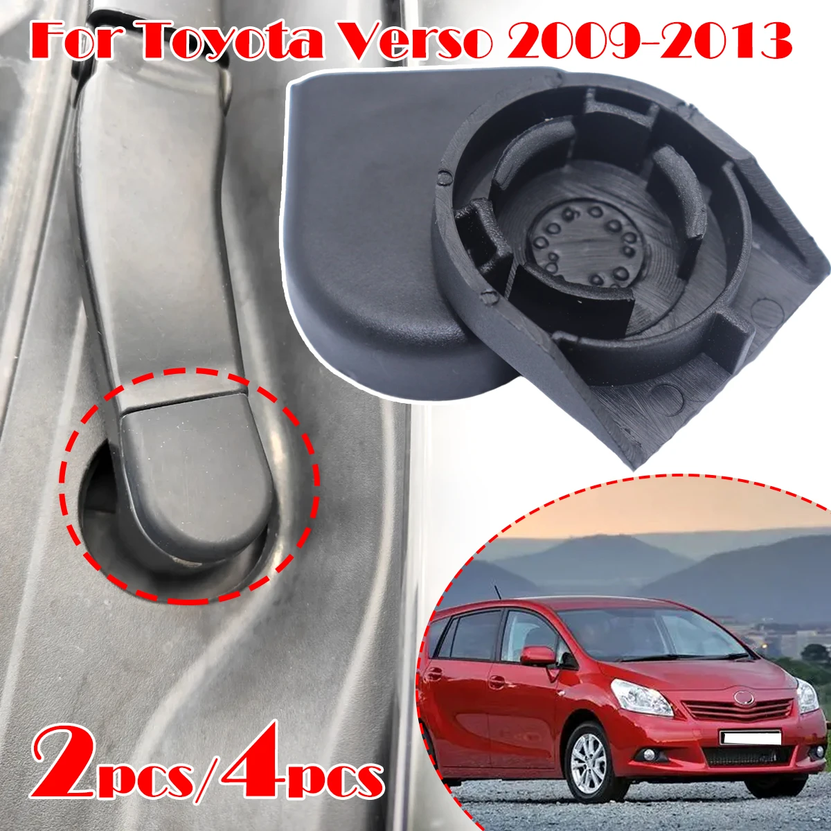 

2/4pcs Front Windshield Wiper Arm Blade Nut Bolt Caps For Toyota Verso 2009-2013 Car Windscreen Window Rocker Cover Accessories