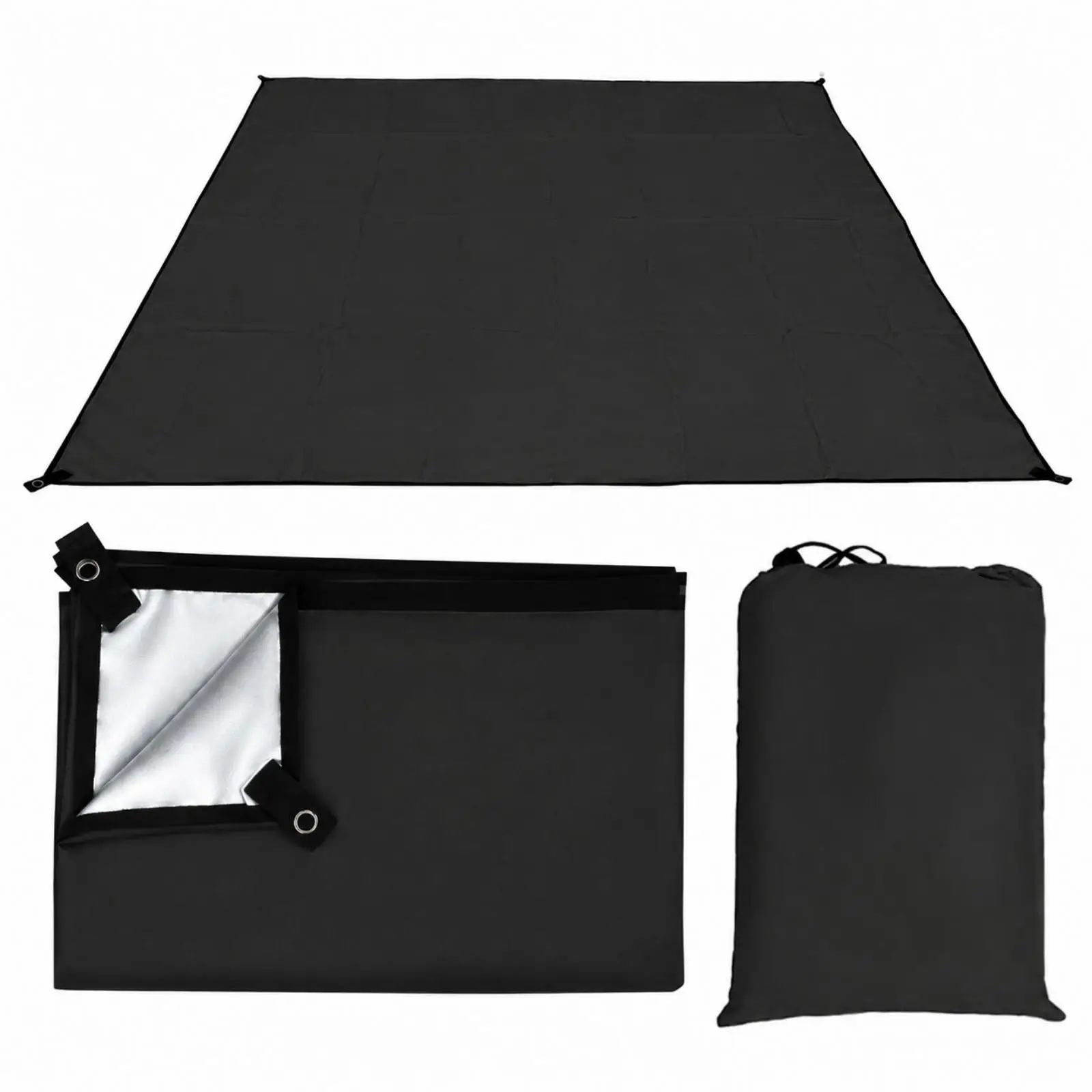 Lightweight Waterproof Ground Tarp Oxford Silver Coating with Storage Bag for Camping Picnic Beach Park Outdoor Activities