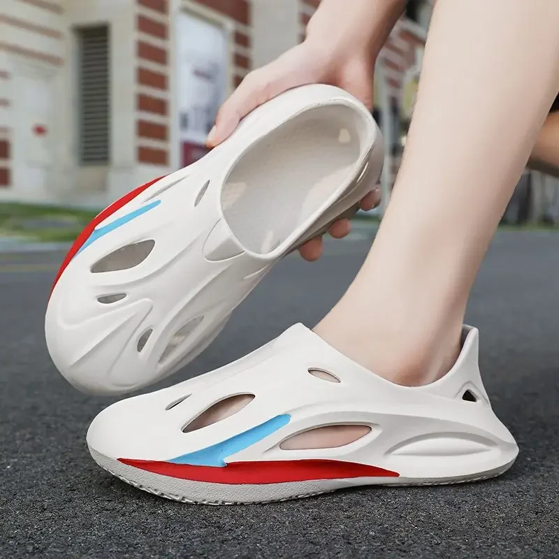 

Сверхлегкие мужские сандалии, уличная обувь с отверстиями, пляжная новая летняя низкая цена, купите с открытым носком, модная роскошная мужская обувь 2025 39 H