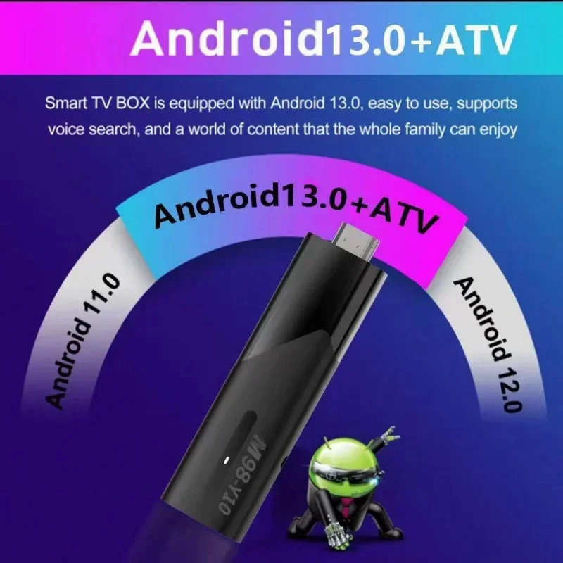 M98-Y10 6K Tv Stick Android 13 Atv Tv Box Smart Tv Allwinner H618 2Gb Ram 16Gb Rom Dual Wifi 6 Bt 5.0 Hdr 10 Mediaspeler Iptv