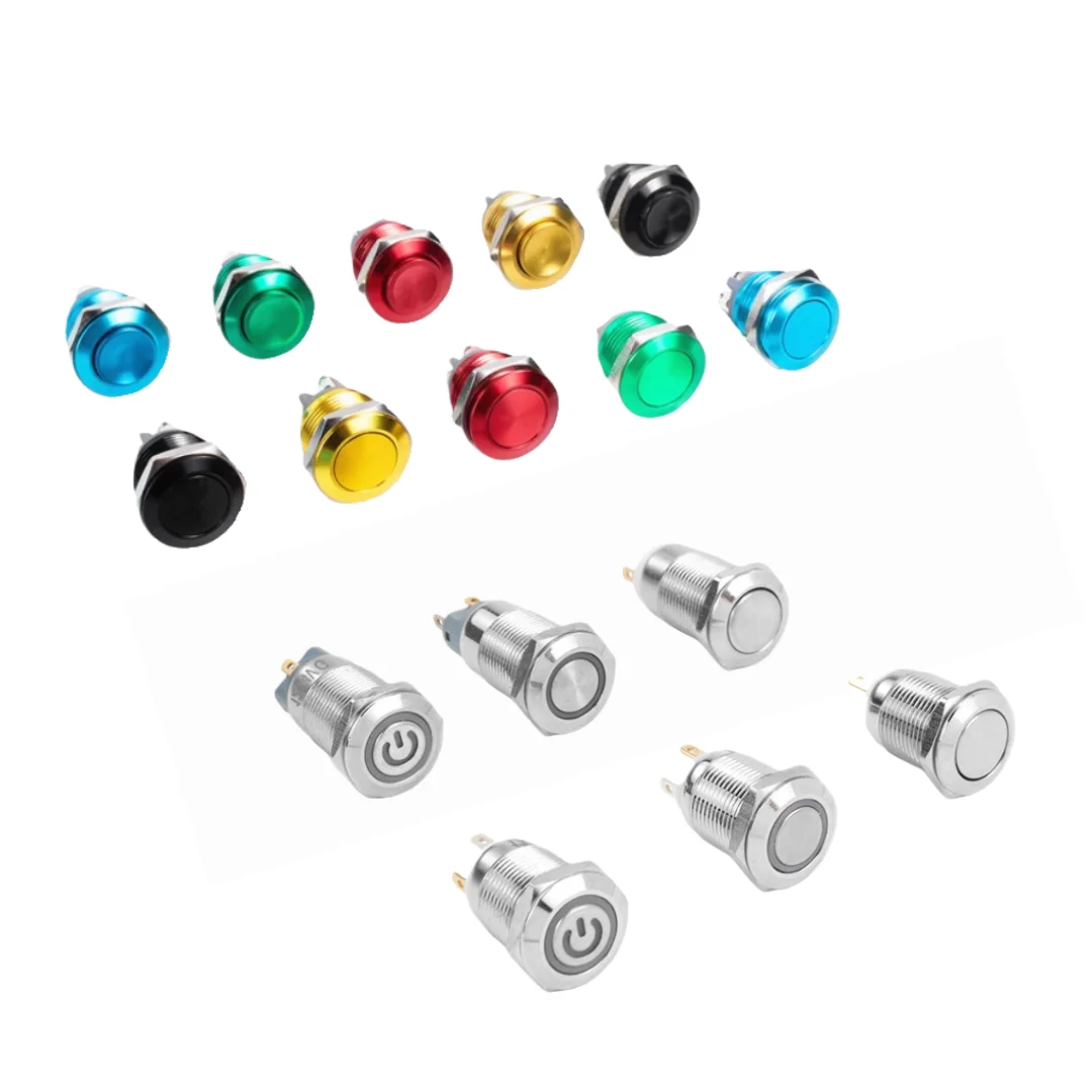 

12mm self resetting metal button switch flat round head high flat round head suitable for computer startup power button modifica