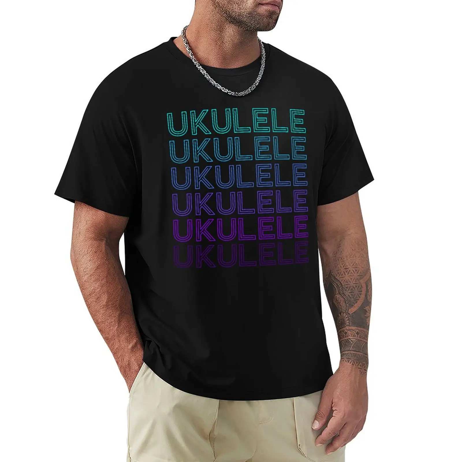 

Ретро футболка Ukulele, футболки большого размера, мужская футболка с рисунком