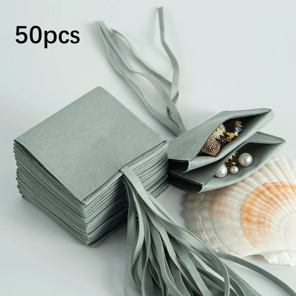 

50pcs/Lot Green Microfiber Jewelry Packaging Bag Velvet Suede Gift Pouches Jewelry Package Presents Woman Makeup Cosmetics Sack