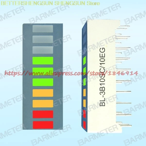 

BL-3B10SC/10EG The 10 section Three LED bargraph display