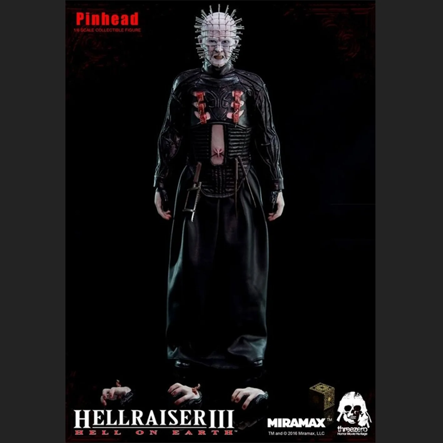 ThreeZero 1/6 Hellraiser III: Hell on Earth Pinhead Classic Horror Action Figure Model Toys30.5CM Collection Scene Decoration